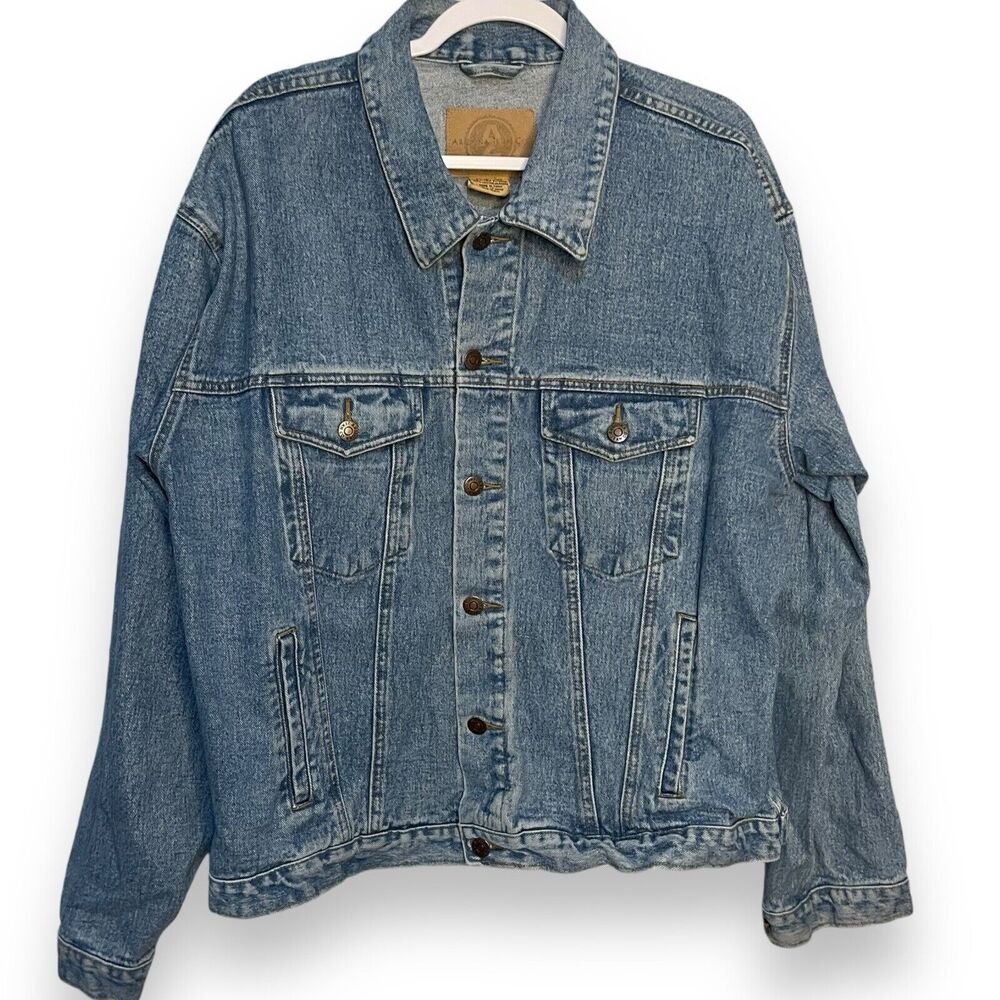 Arizona Jean Co Denim Jacket Men's L Blue Retro Pockets Rockabilly Grunge Casual